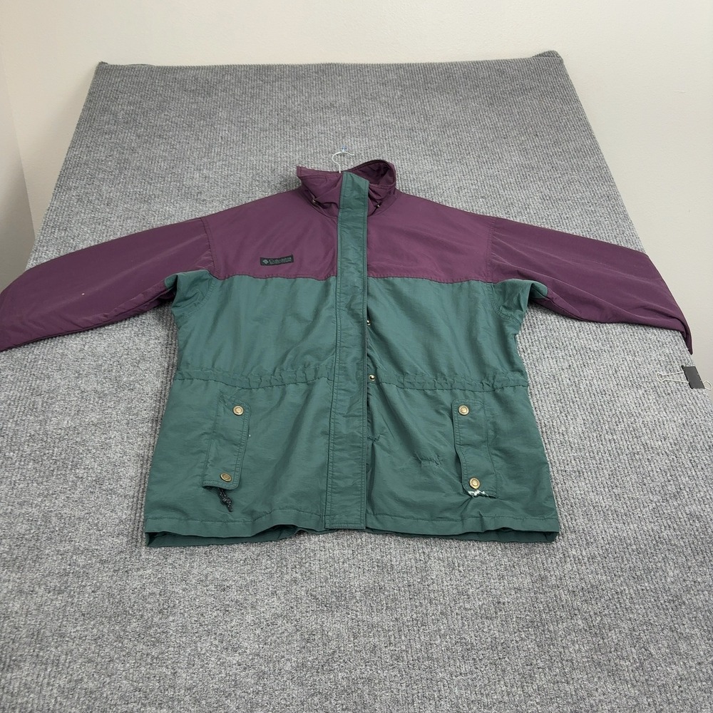 Vintage Columbia Jacket Womens L Green Purple Nylon Colorblock Cornice Outdoor